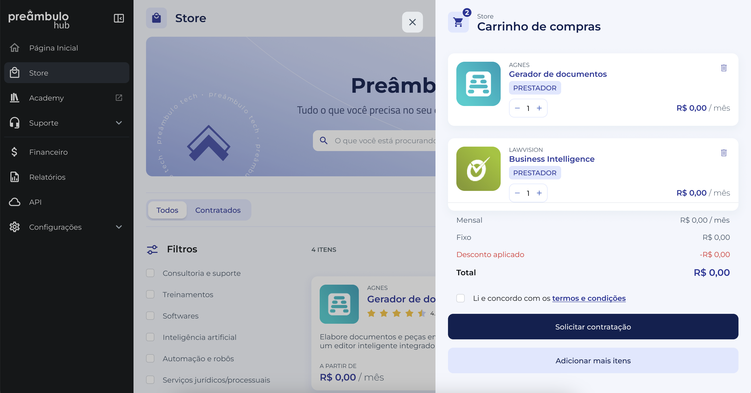Design system e componentes do Preâmbulo Hub