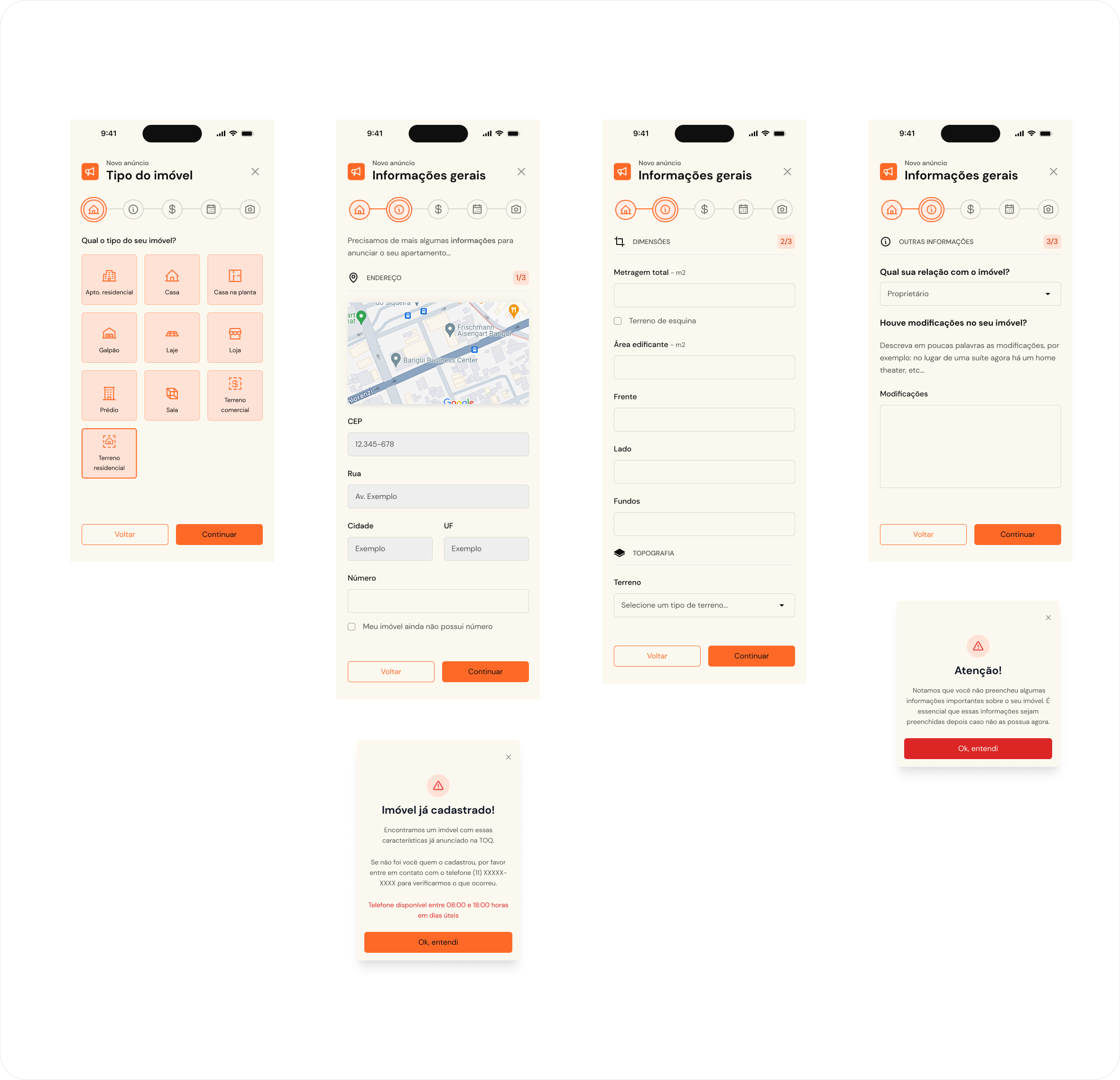 Interface de detalhes de imóvel residencial